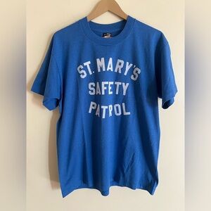 Vintage 80s St Mary’s Safety Patrol Velvet Lettering Single Stitch T Shirt L